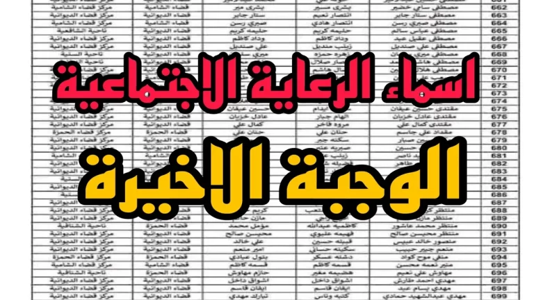 رابط الاستعلام عن اسماء المشمولين بالرعاية الاجتماعية 2025 الوجبة الأخيرة عبر موقع الوزارة الرسمي